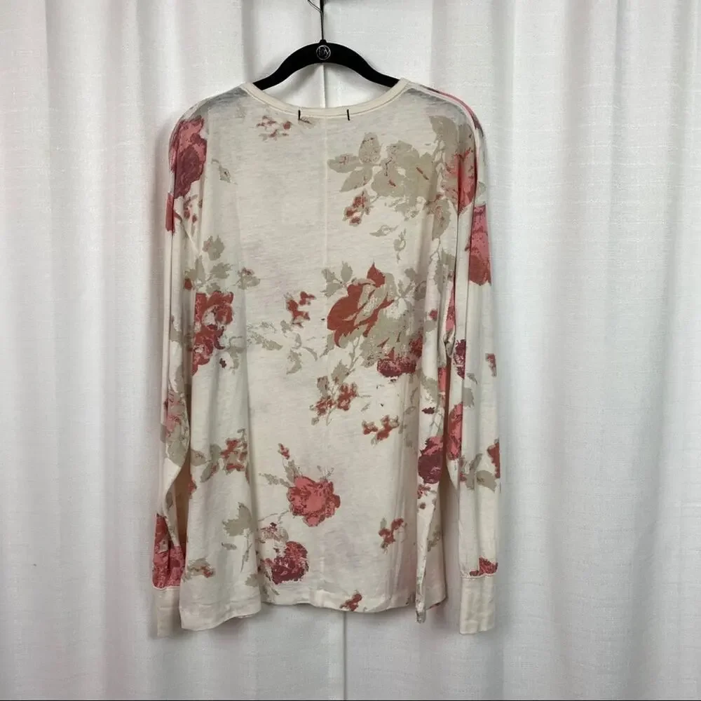 Free People We The Free Arielle Cream Floral Long Sleeve Top Sz.S NWT